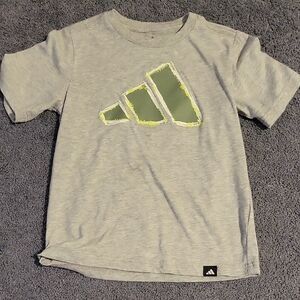 Adidas Kids Light Gray T-Shirt with Green Logo